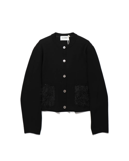 sheer fringe cocoon cardigan