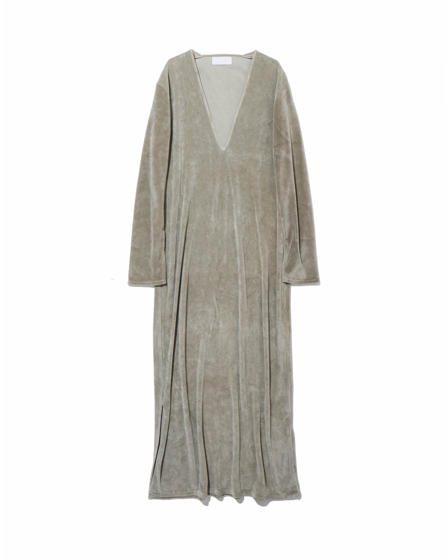 cotton velour deep v-neck dress