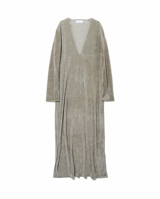 cotton velour deep v-neck dress
