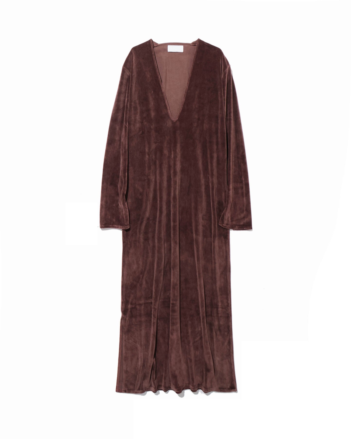 cotton velour deep v-neck dress
