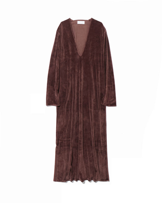 cotton velour deep v-neck dress