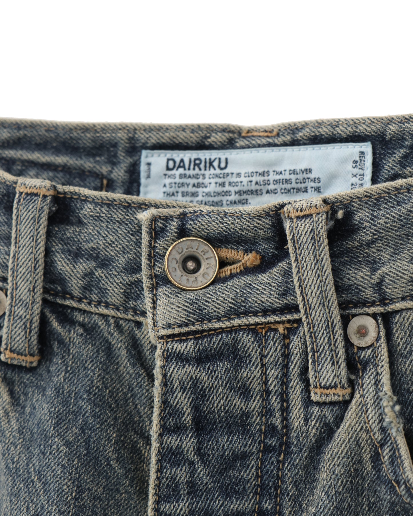 "Damage" Straight Denim Pants