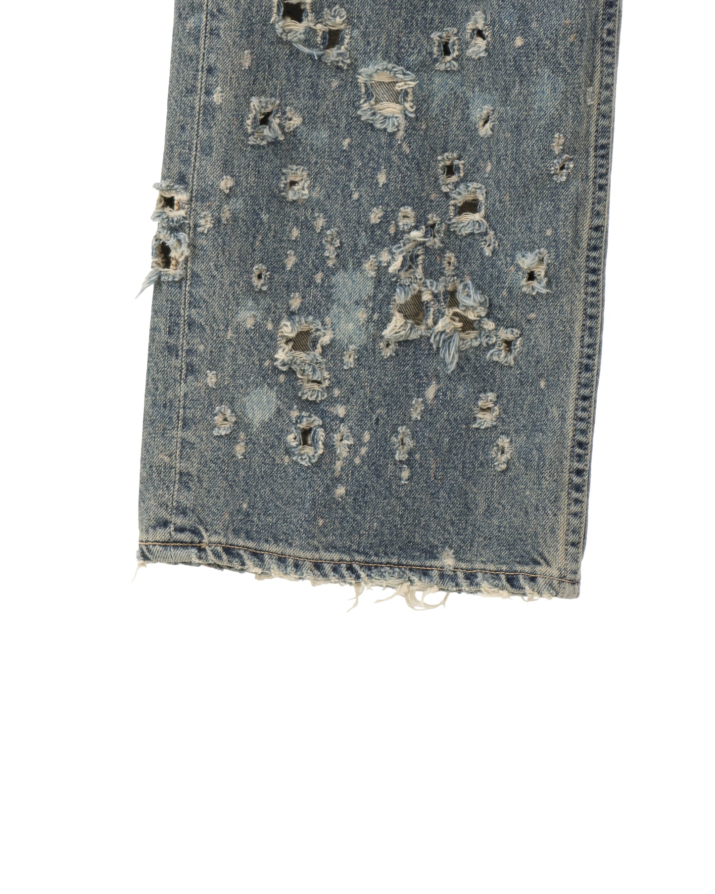 "Damage" Straight Denim Pants
