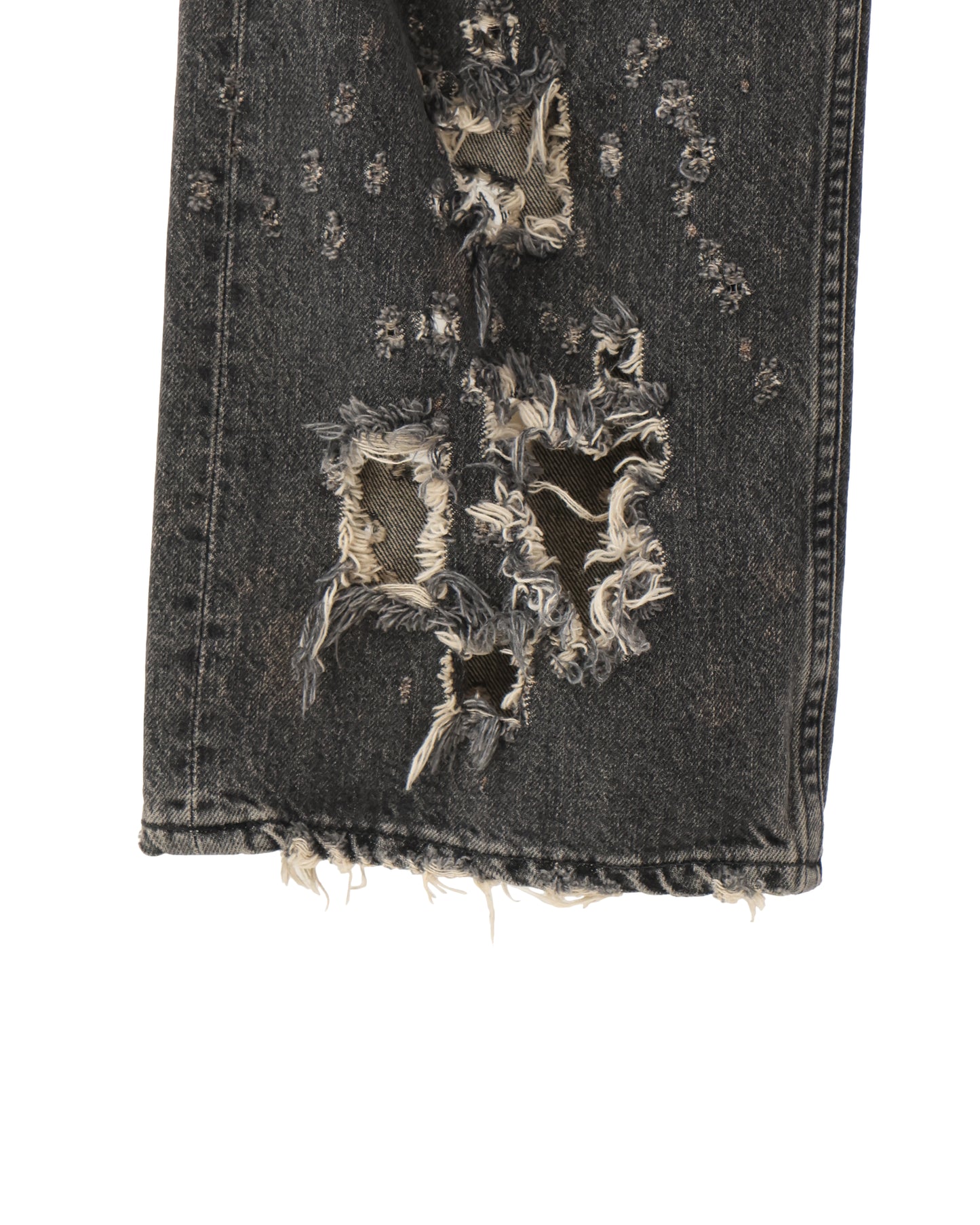 "Damage" Straight Denim Pants