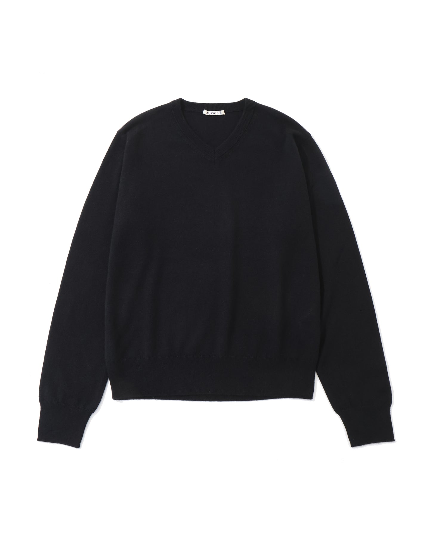 SUPER FINE CASHMERE SILK KNIT V-NECK P/O BLACK