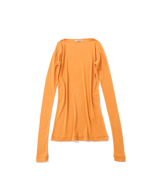 SUPER HIGH GAUGE SHEER RIB BOAT NECK L/S TEE