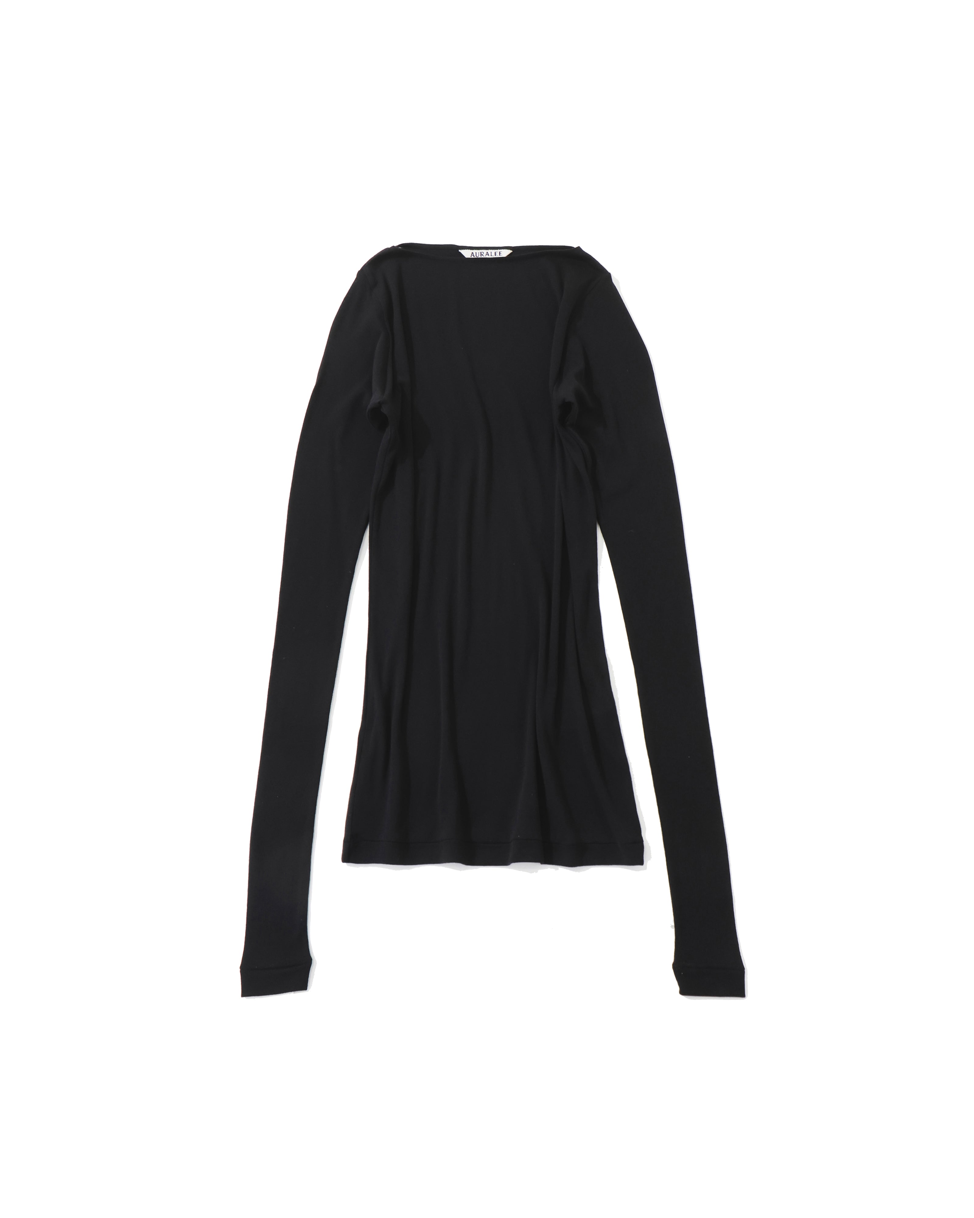 AURALEE SHEER RIB BOAT NECK L/S T ブラック　1 SUPER HIGH GAUGE SHEER RIB BOAT NECK L/S TEE – COVERCHORD