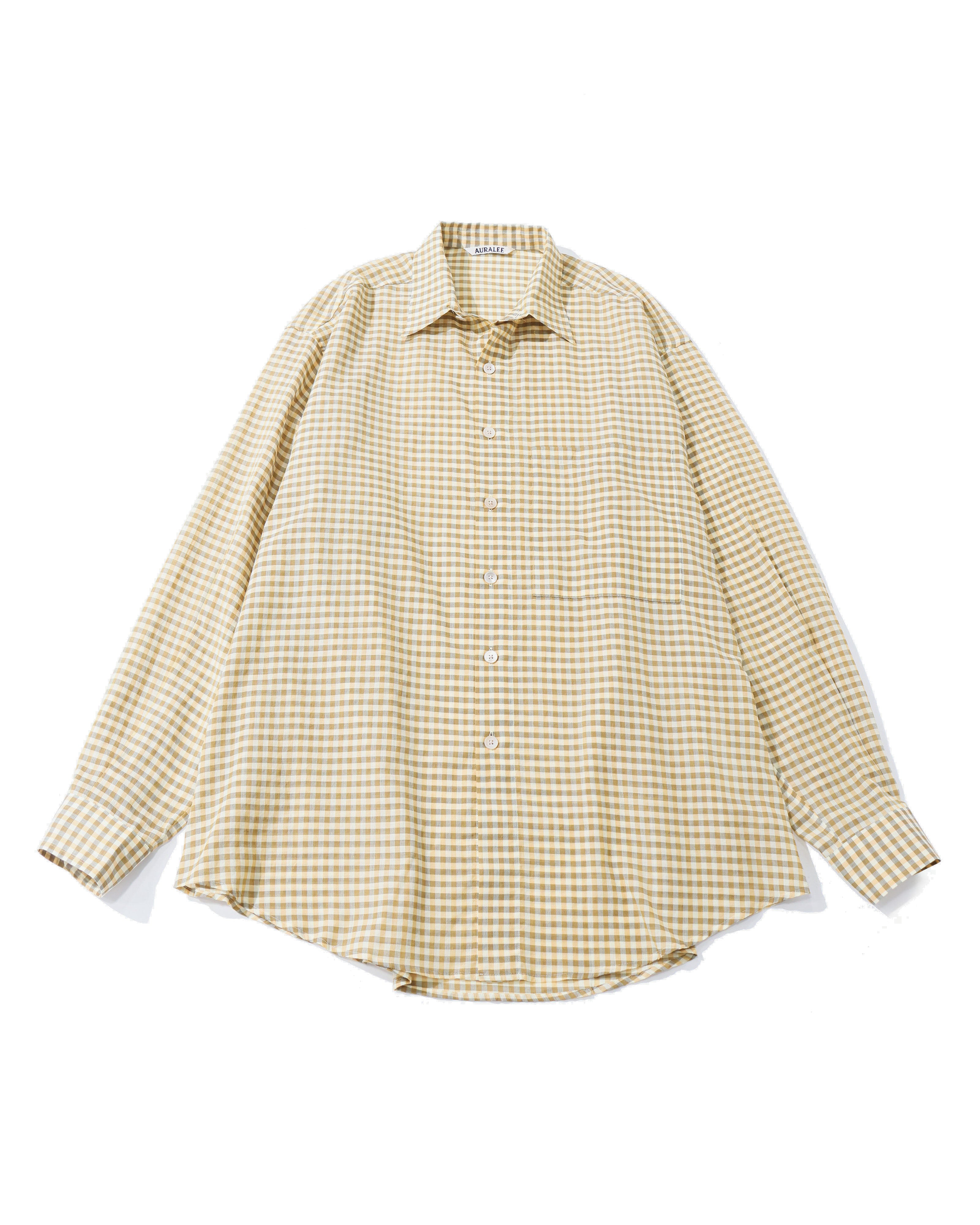 AIRY LIGHT COTTON CHECK BIG SHIRT MUSTARD GINGHAM CHECK – TIME
