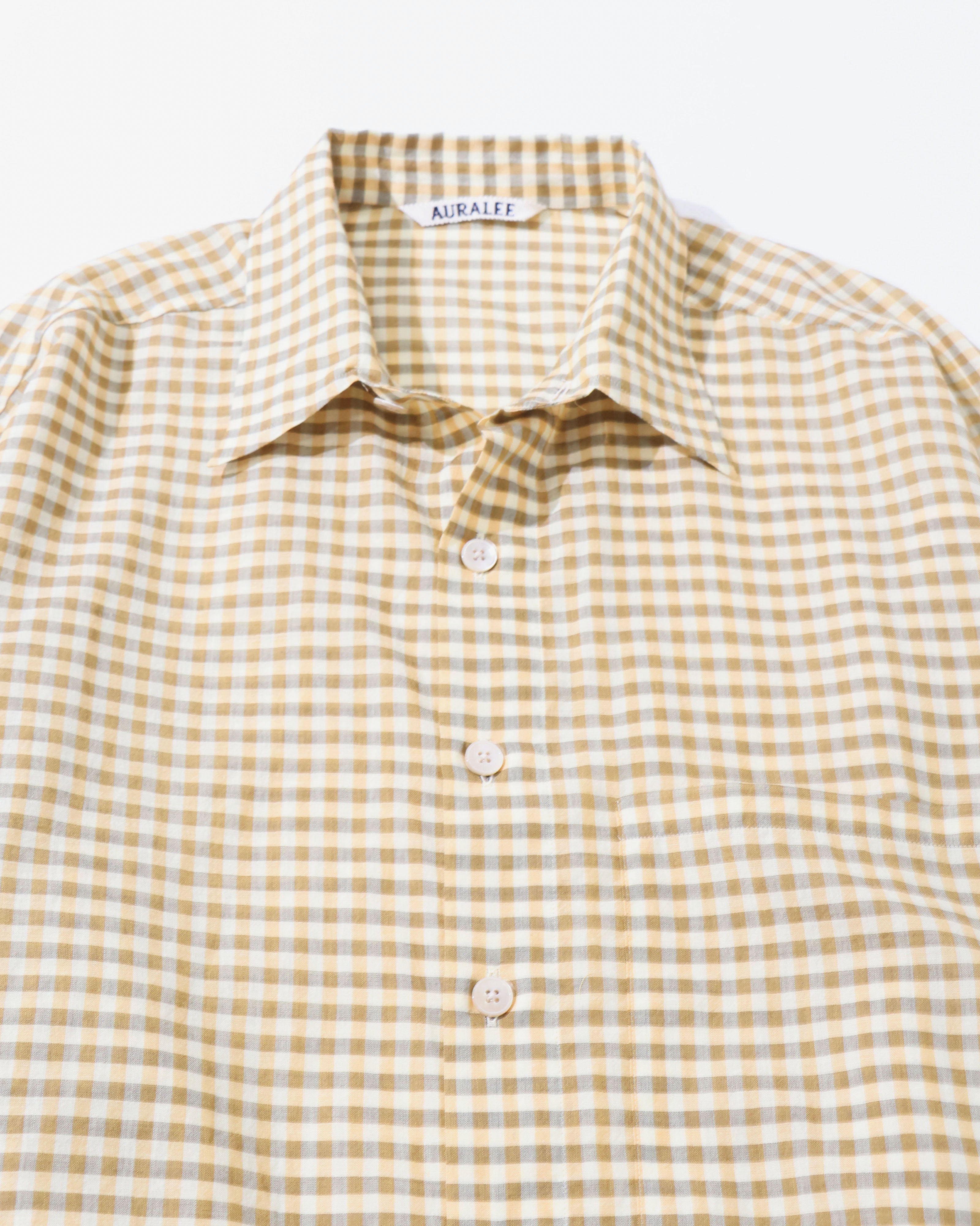 AIRY LIGHT COTTON CHECK BIG SHIRT MUSTARD GINGHAM CHECK – TIME