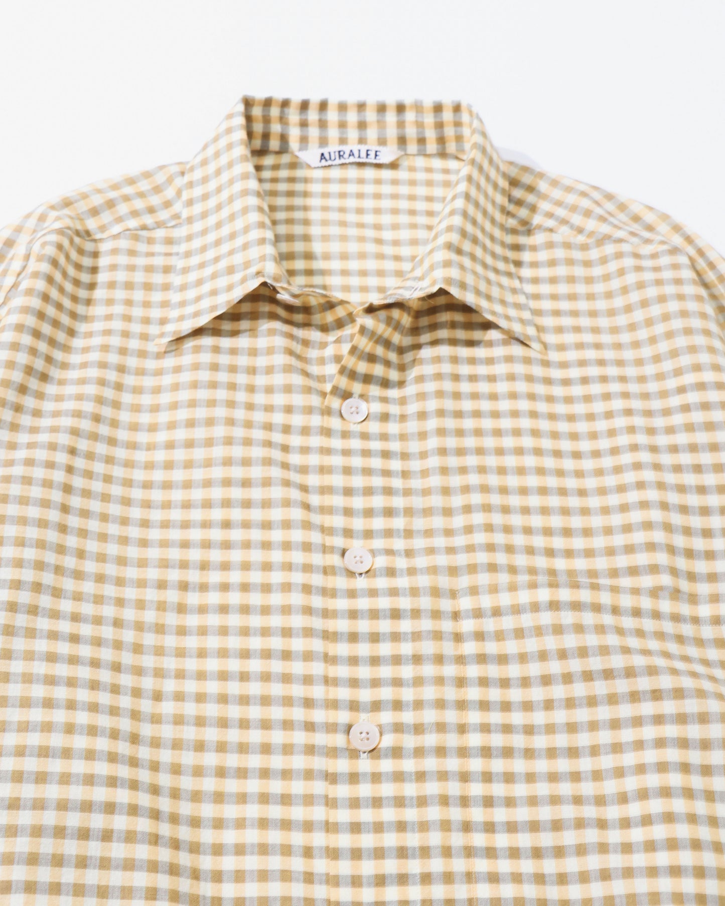 AIRY LIGHT COTTON CHECK BIG SHIRT MUSTARD GINGHAM CHECK