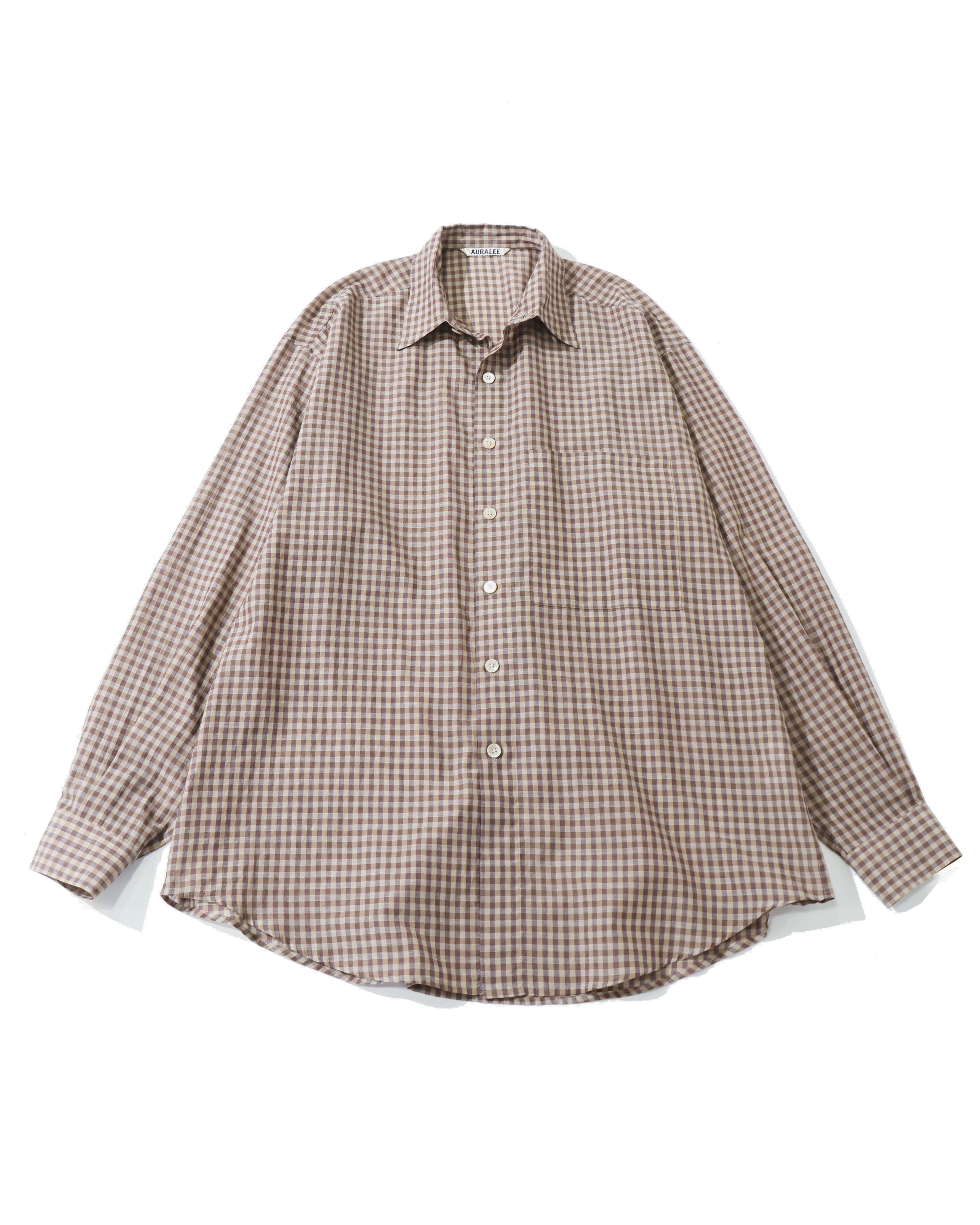 トップス AIRY LIGHT COTTON CHECK BIG SHIRT AIRY LIGHT COTTON CHECK BIG SHIRT BROWN GINGHAM CHECK – TIME AFTER