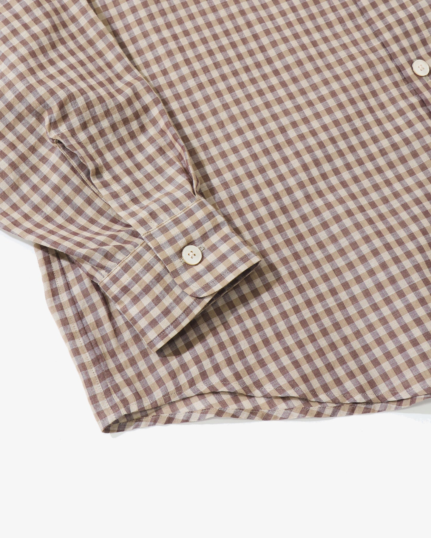 AIRY LIGHT COTTON CHECK BIG SHIRT BROWN GINGHAM CHECK