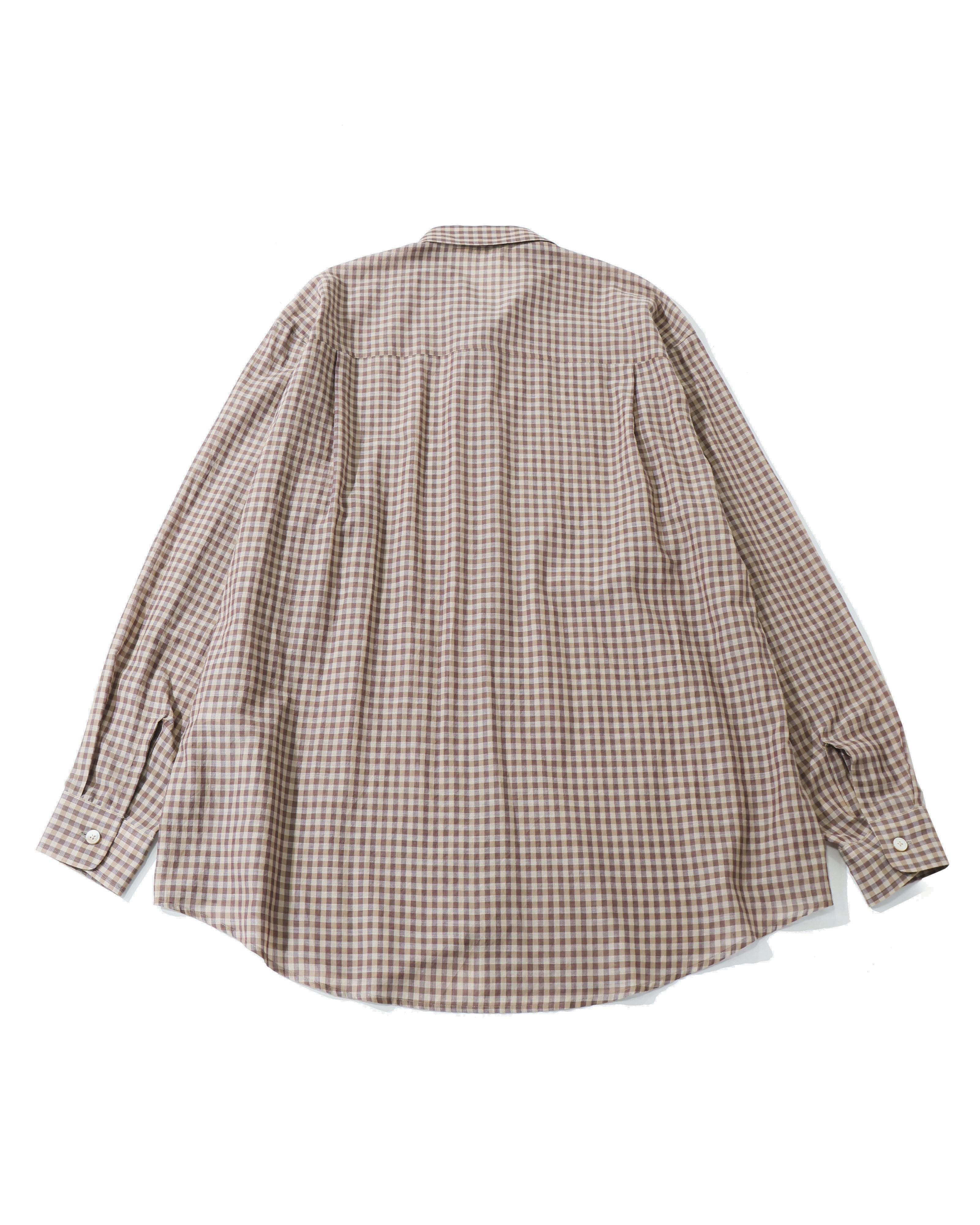 トップス AIRY LIGHT COTTON CHECK BIG SHIRT AIRY LIGHT COTTON CHECK BIG SHIRT BROWN GINGHAM CHECK – TIME AFTER
