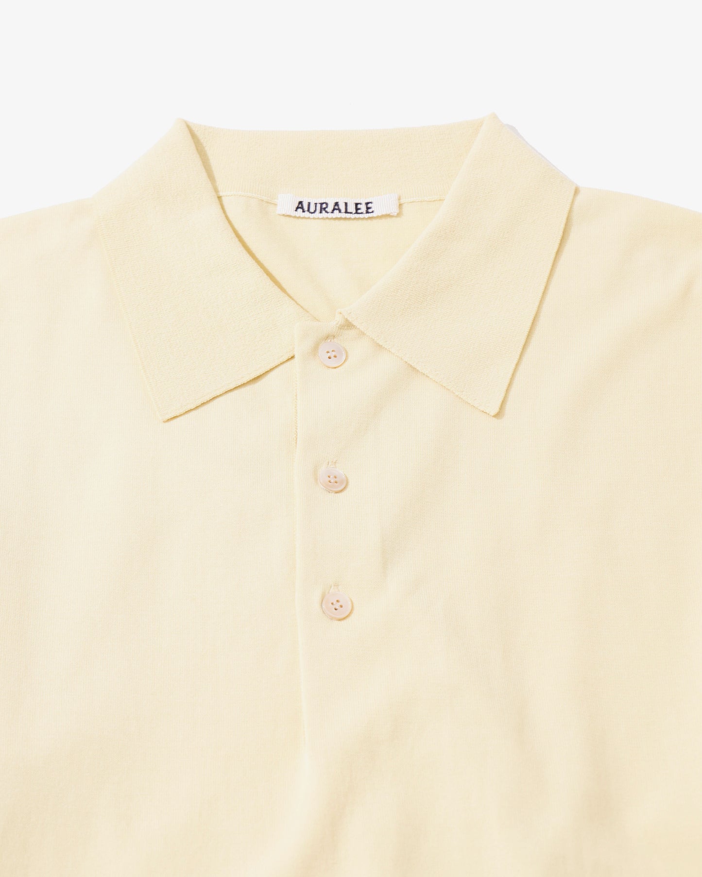 GIZA HIGH GAUGE KNIT POLO YELLOW BEIGE