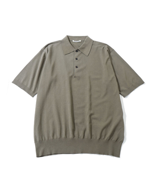 GIZA HIGH GAUGE KNIT POLO OLIVE GRAY