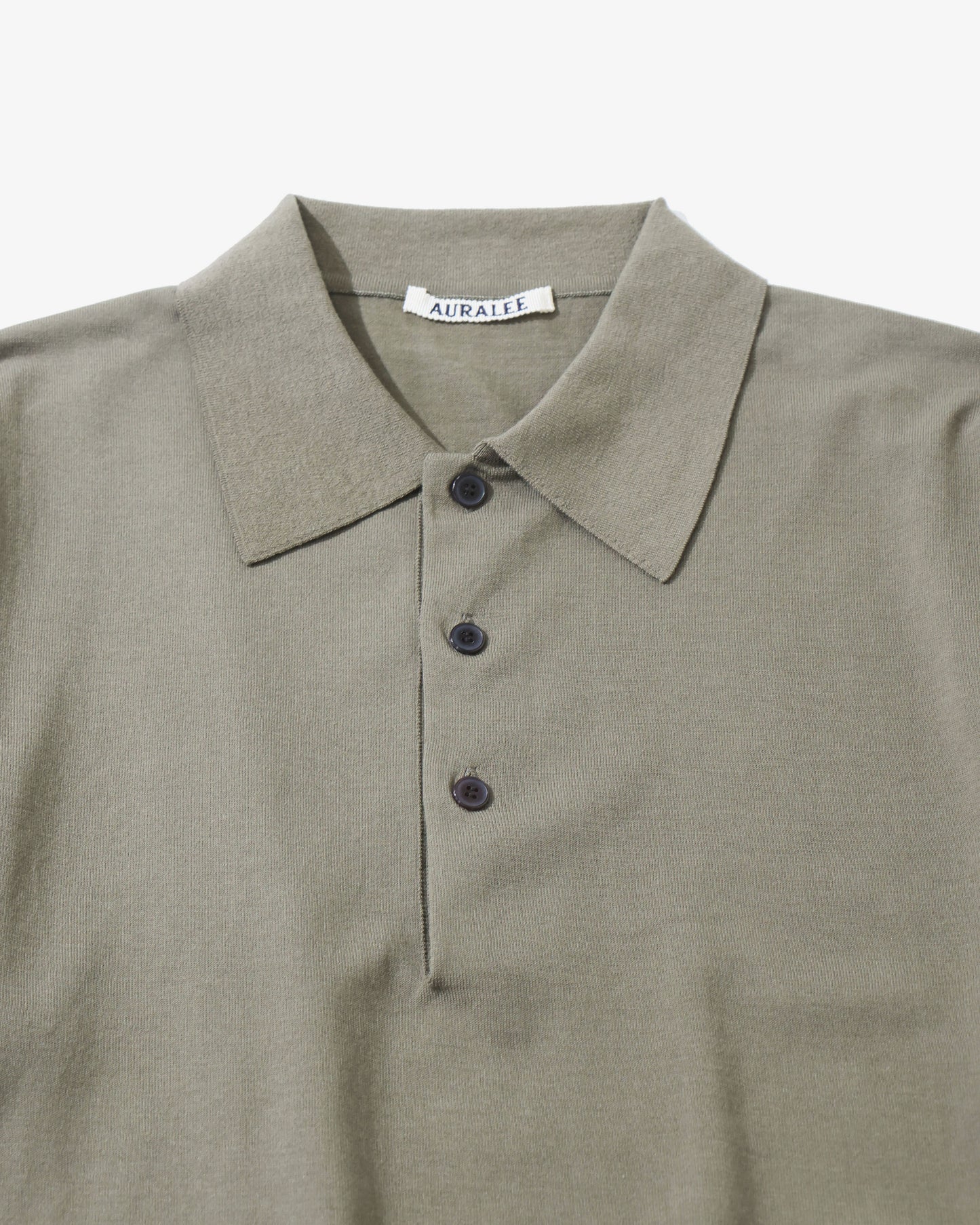 GIZA HIGH GAUGE KNIT POLO OLIVE GRAY