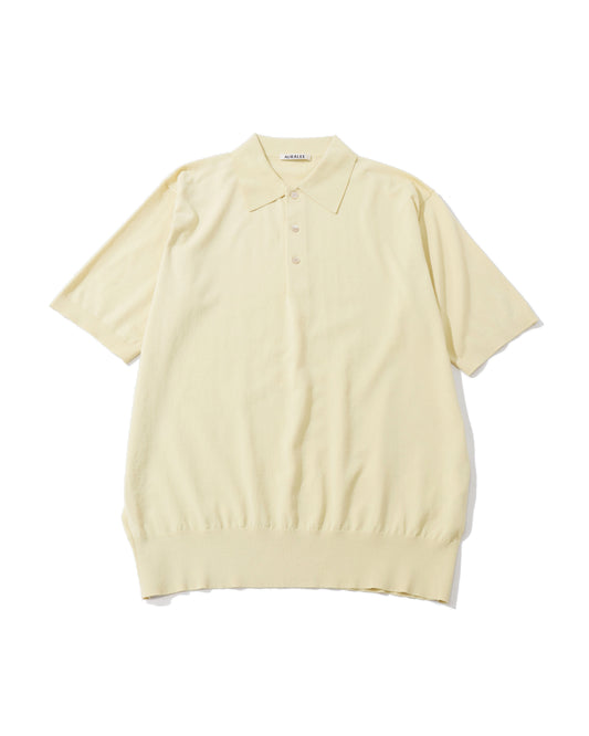 GIZA HIGH GAUGE KNIT POLO YELLOW BEIGE
