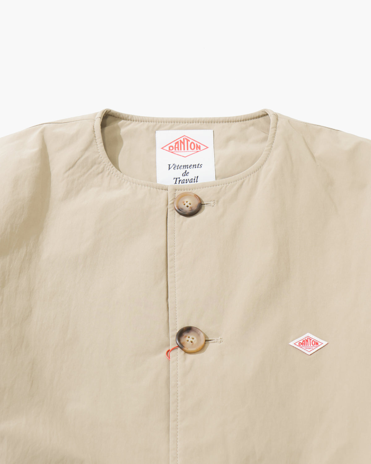 Peach Taffeta Insulation Collarless Wide Jacket