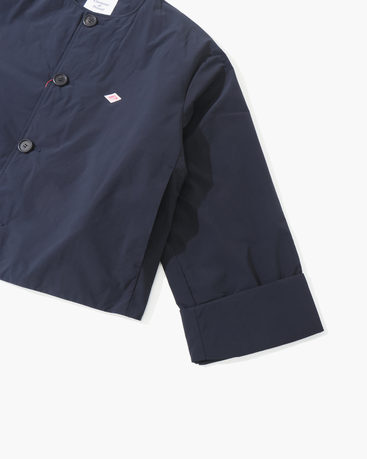 Peach Taffeta Insulation Collarless Wide Jacket