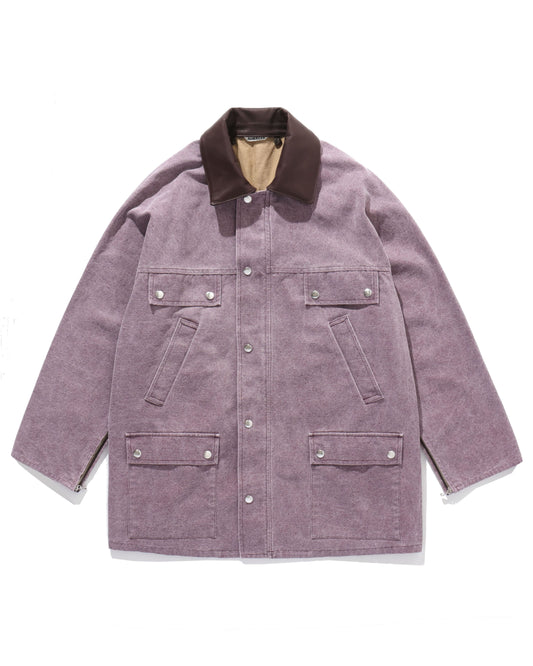 WASHED ORGANIC CANVAS HUNTING BLOUSON PURPLE