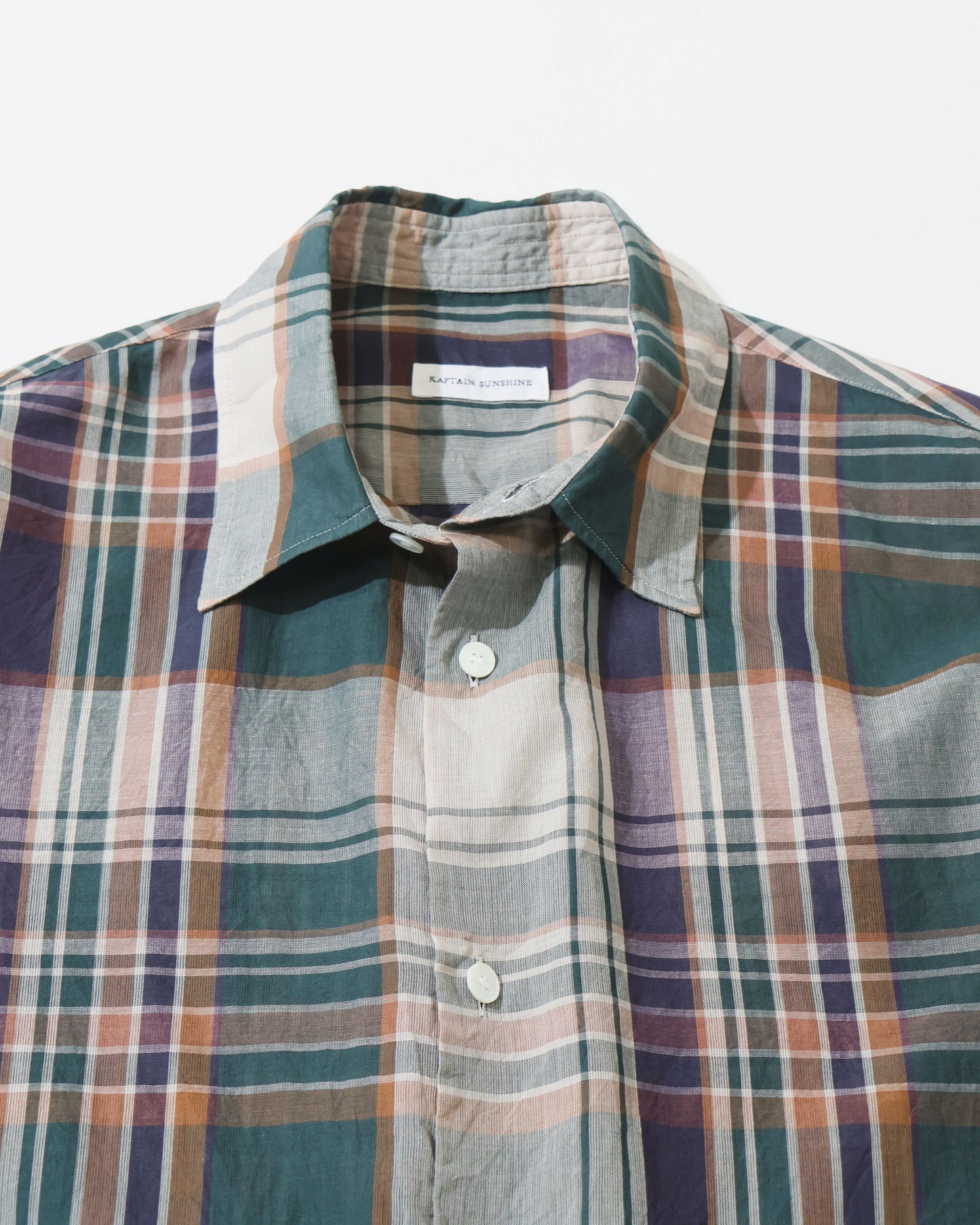 Gauze Plaid Plain SS Shirt FOREST PLAID