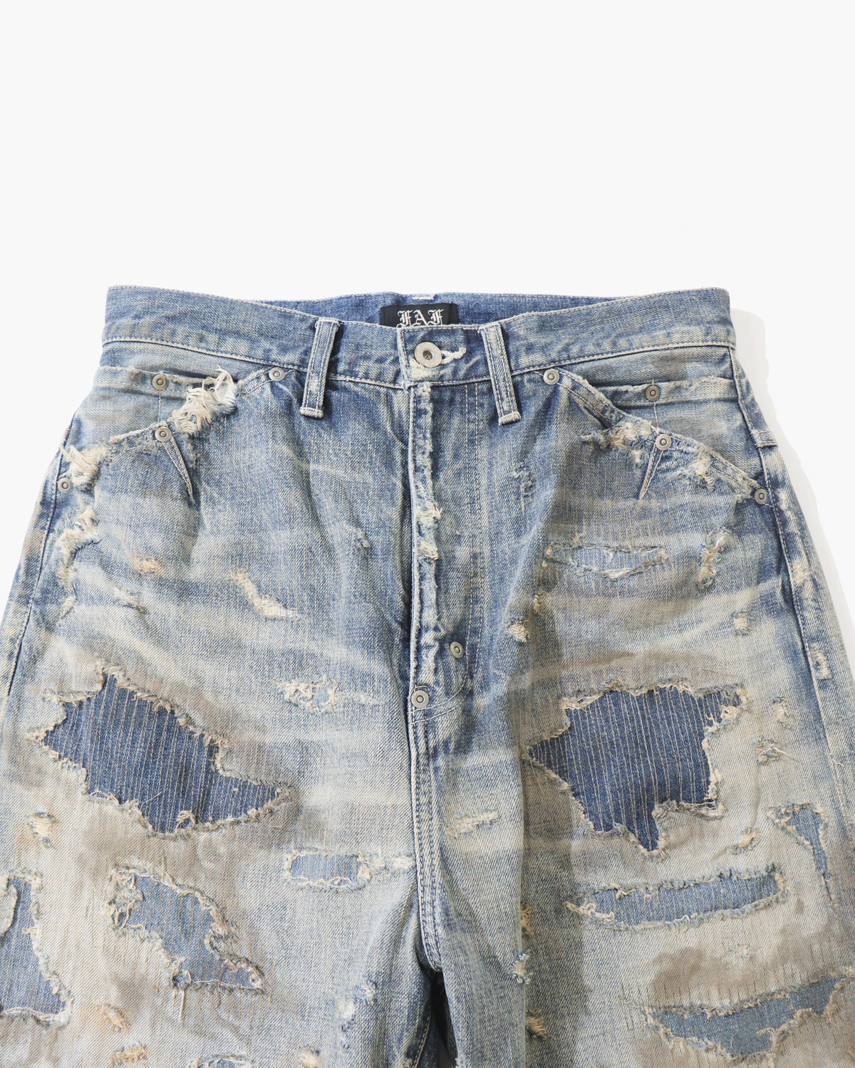 Destroyed Straight Denim Pants