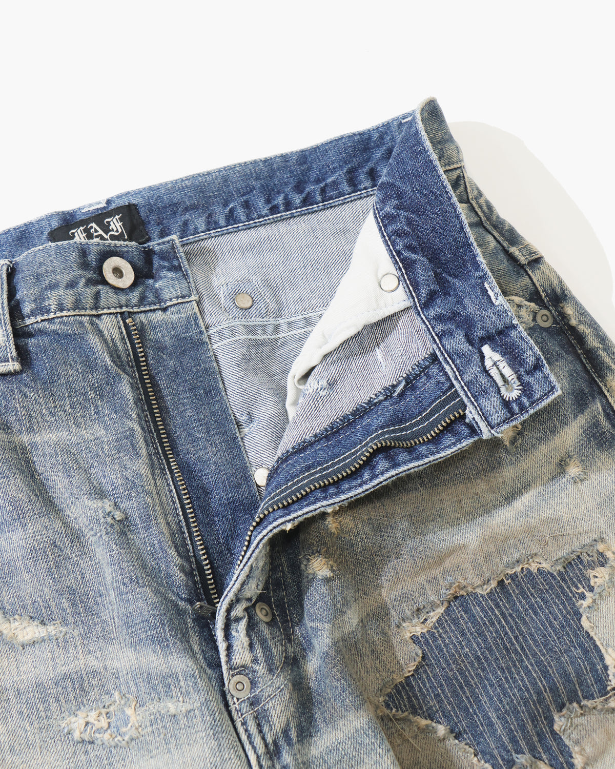 Destroyed Straight Denim Pants