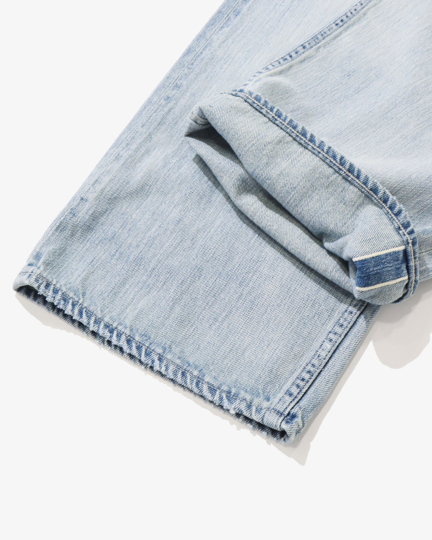 FADED SELVEDGE LIGHT DENIM WIDE PANTS LIGHT INDIGO (MENS)
