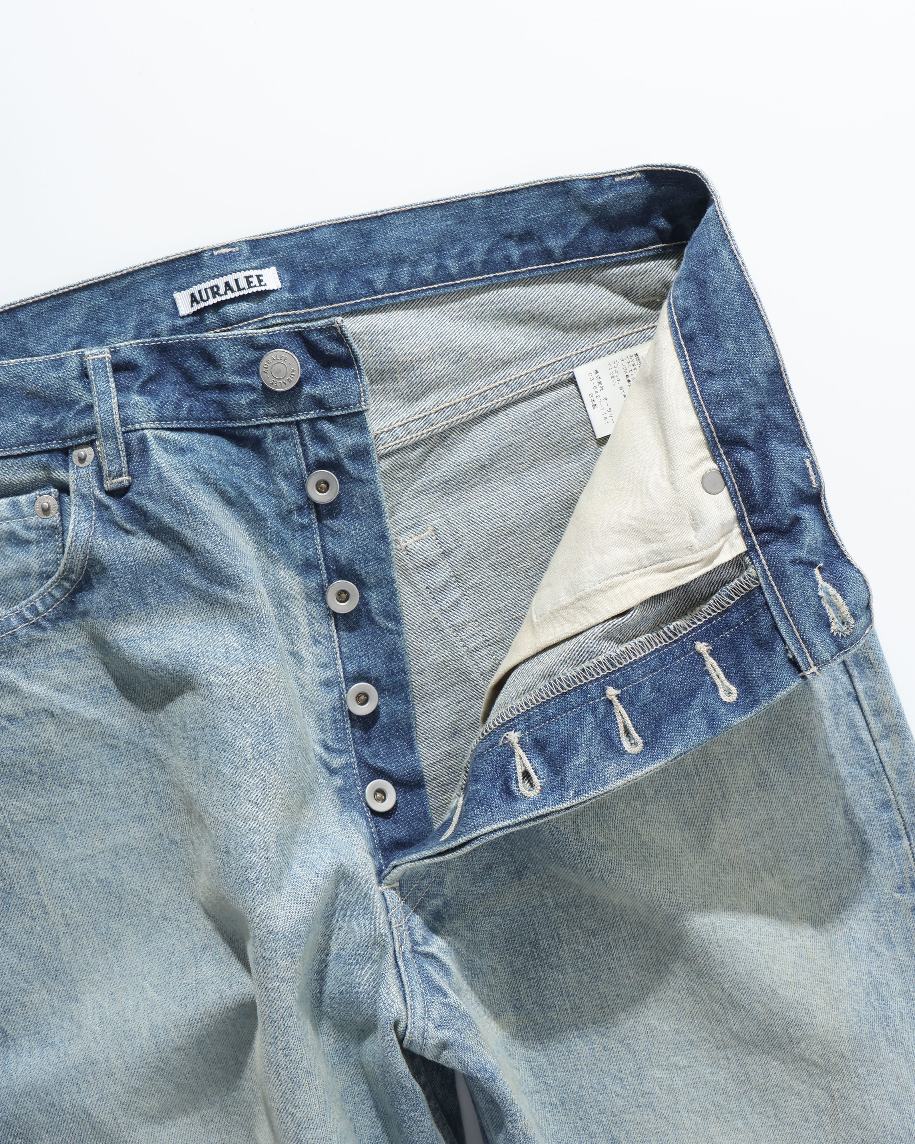 SELVEDGE FADED HEAVY DENIM WIDE PANTS FADED INDIGO – TIME