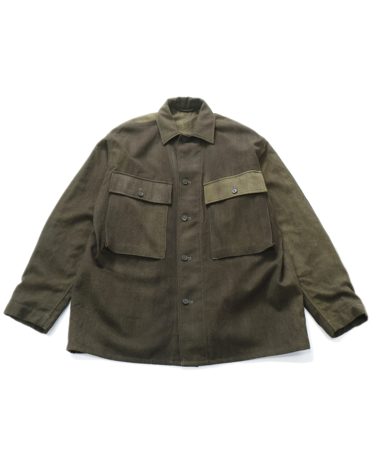 Uneven-dyed Gabardine Field Shirt Jacket OLIVE