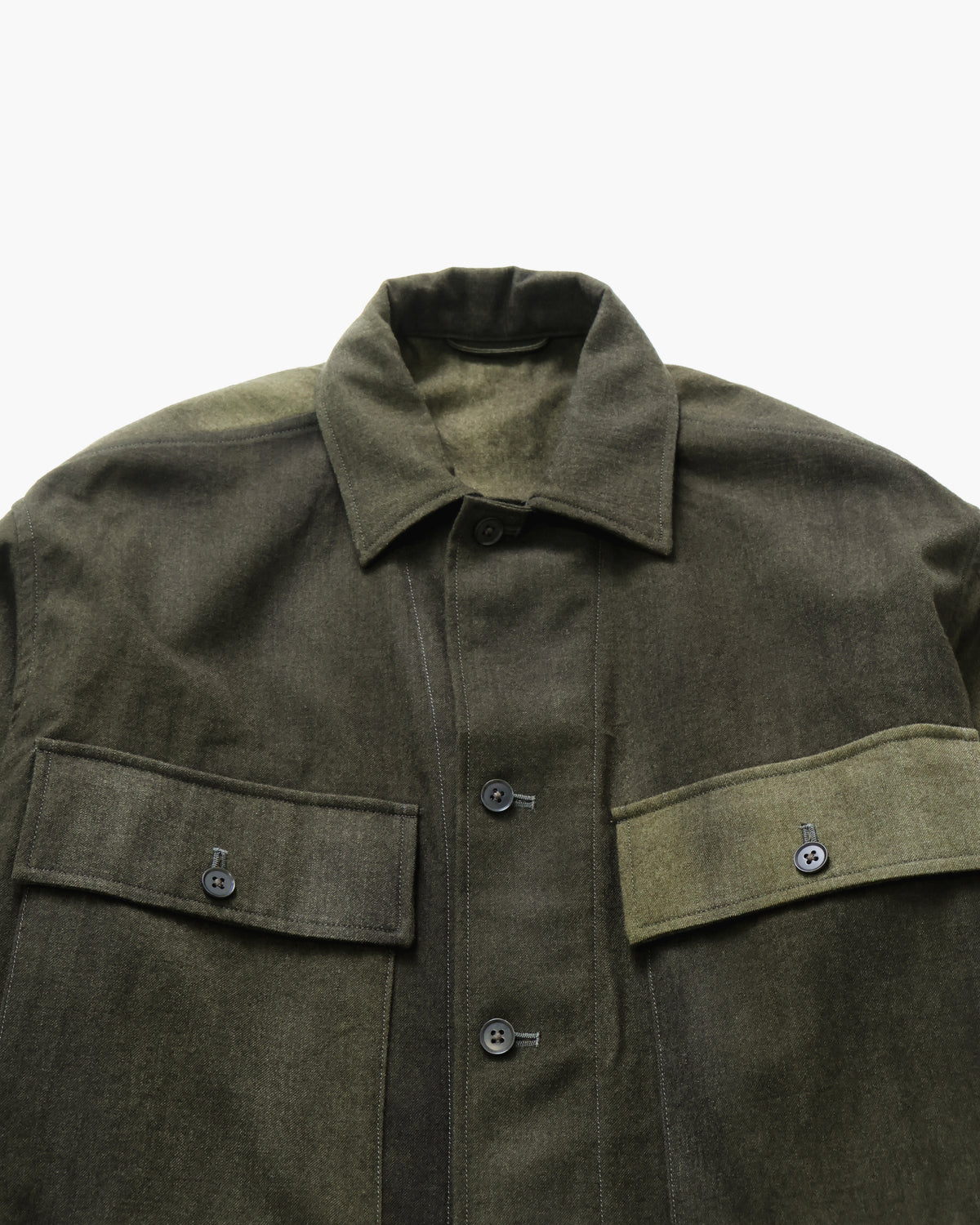 Uneven-dyed Gabardine Field Shirt Jacket OLIVE