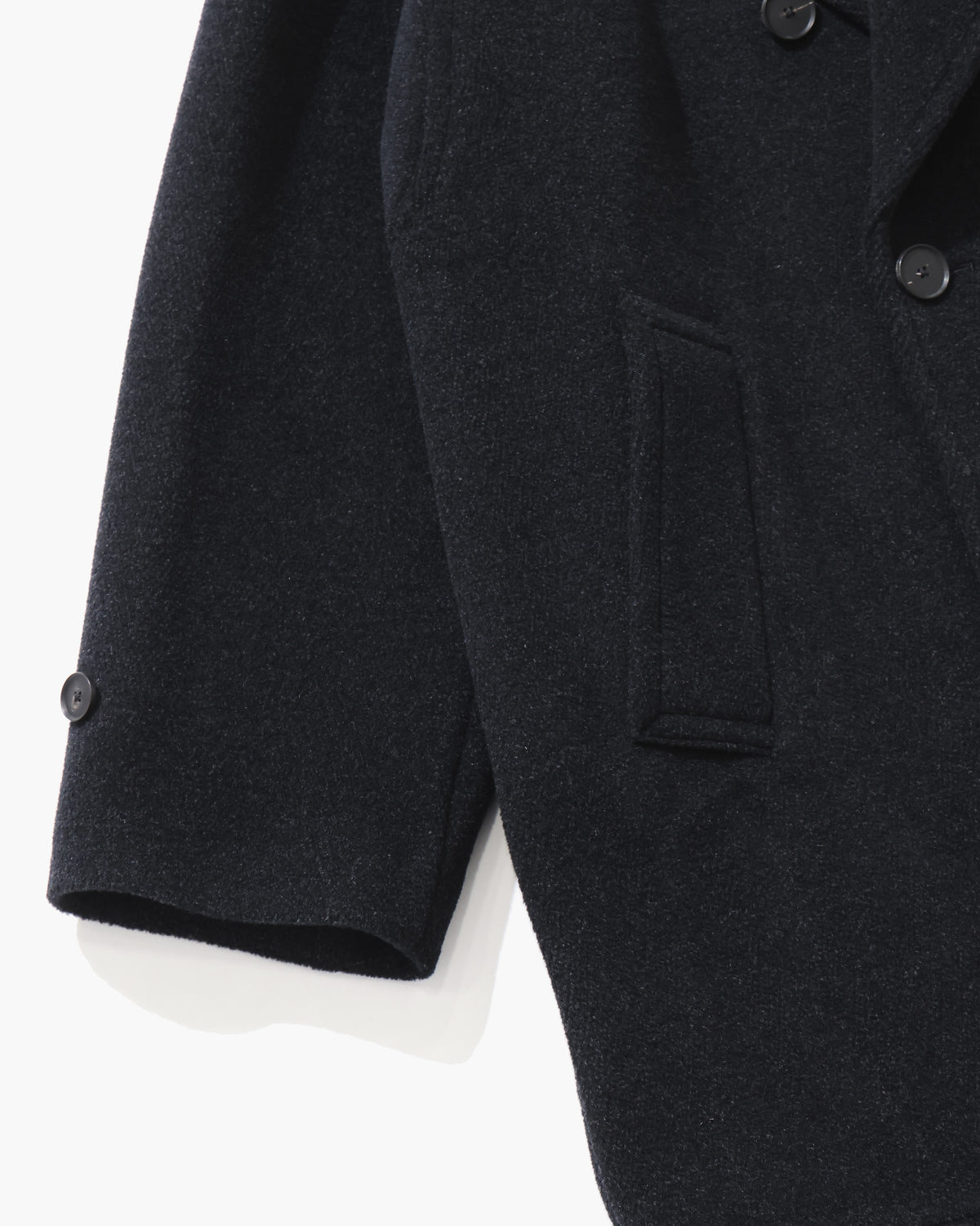 WOOL HERRINGBONE SHAWL COLLAR COAT DARK CHARCOAL