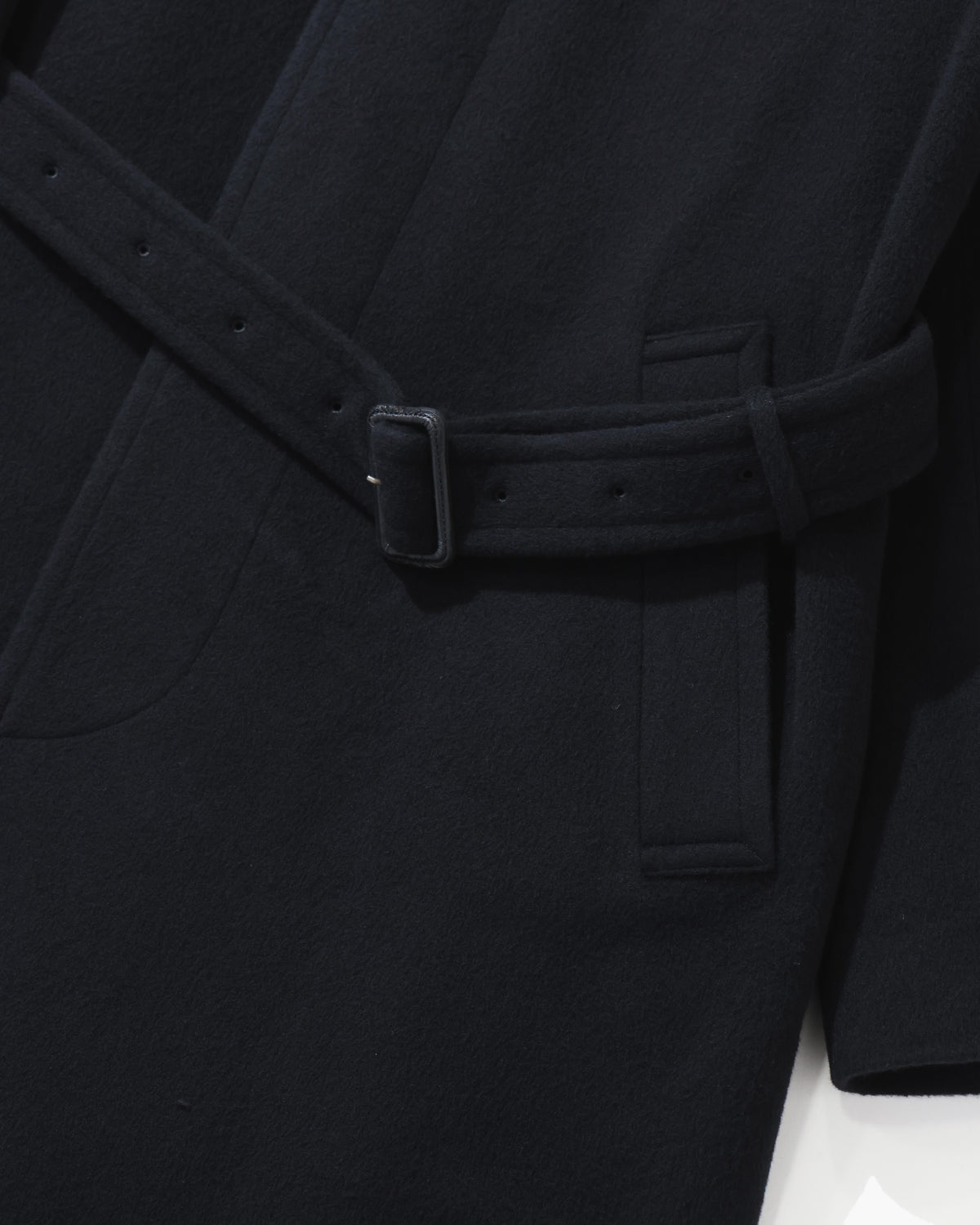 SUPER FINE WOOL MOSSER SOUTIEN COLLAR COAT BLACK