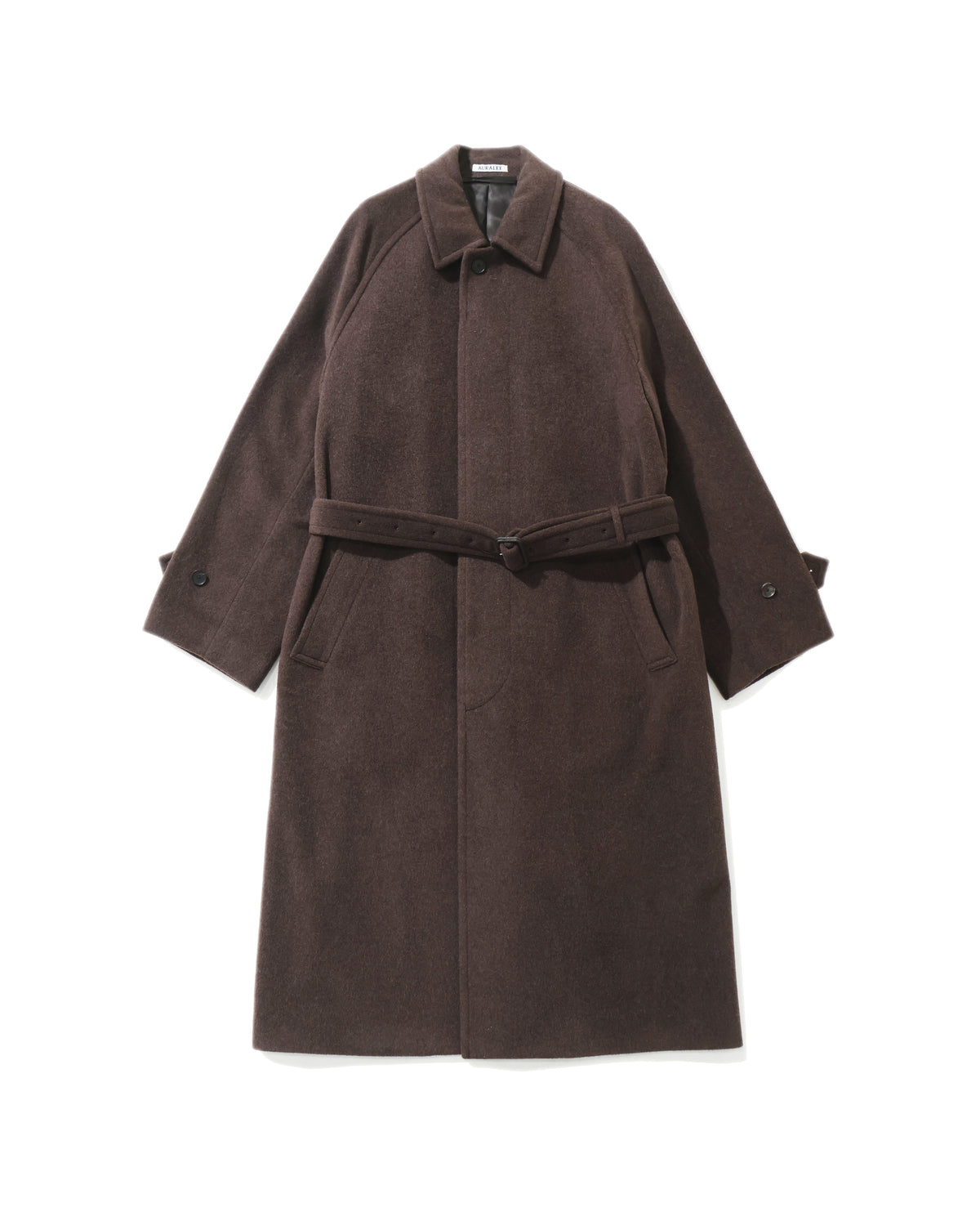 SUPER FINE WOOL MOSSER SOUTIEN COLLAR COAT TOP BROWN