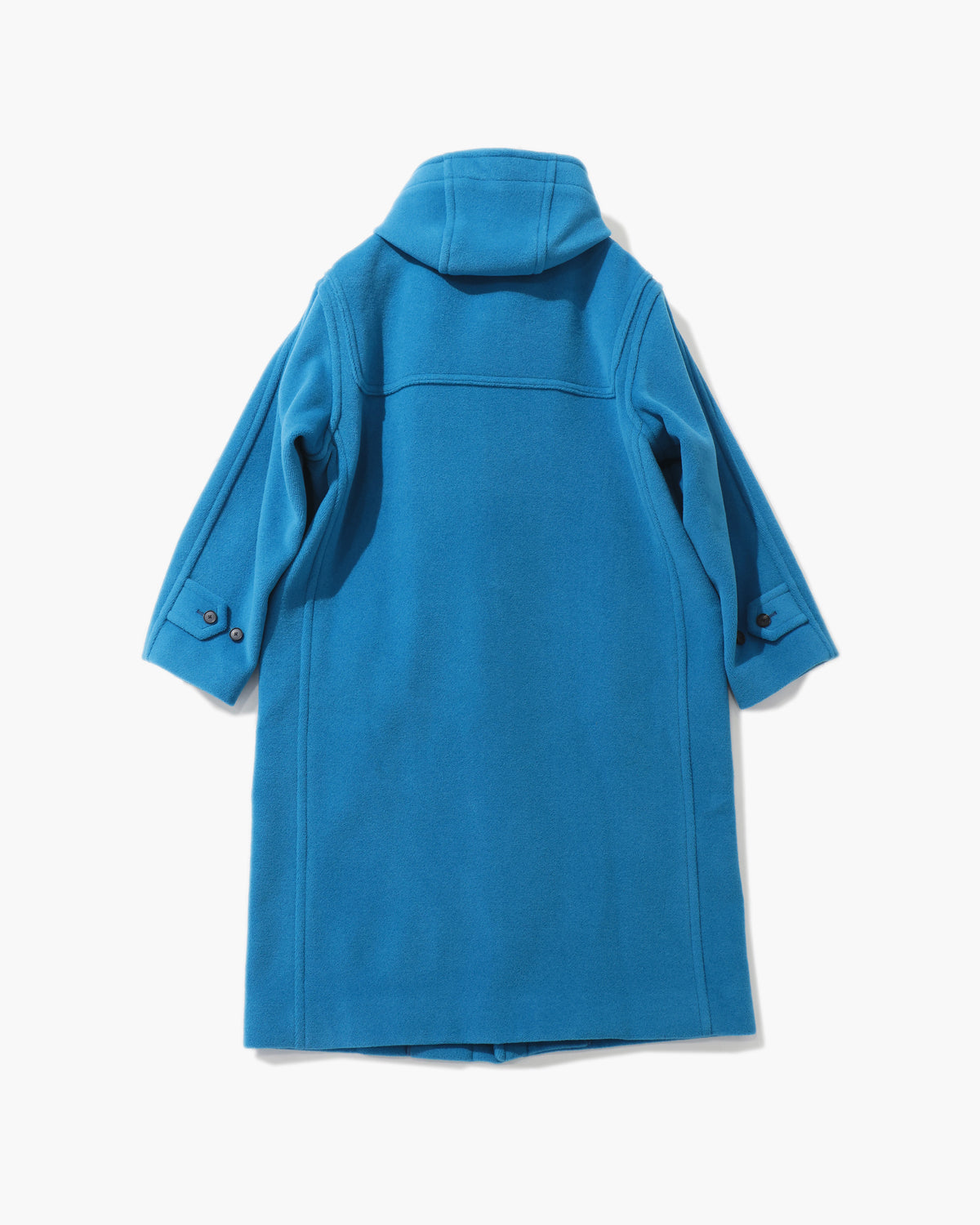 WOOL HERRINGBONE DUFFLE COAT CERULEAN BLUE