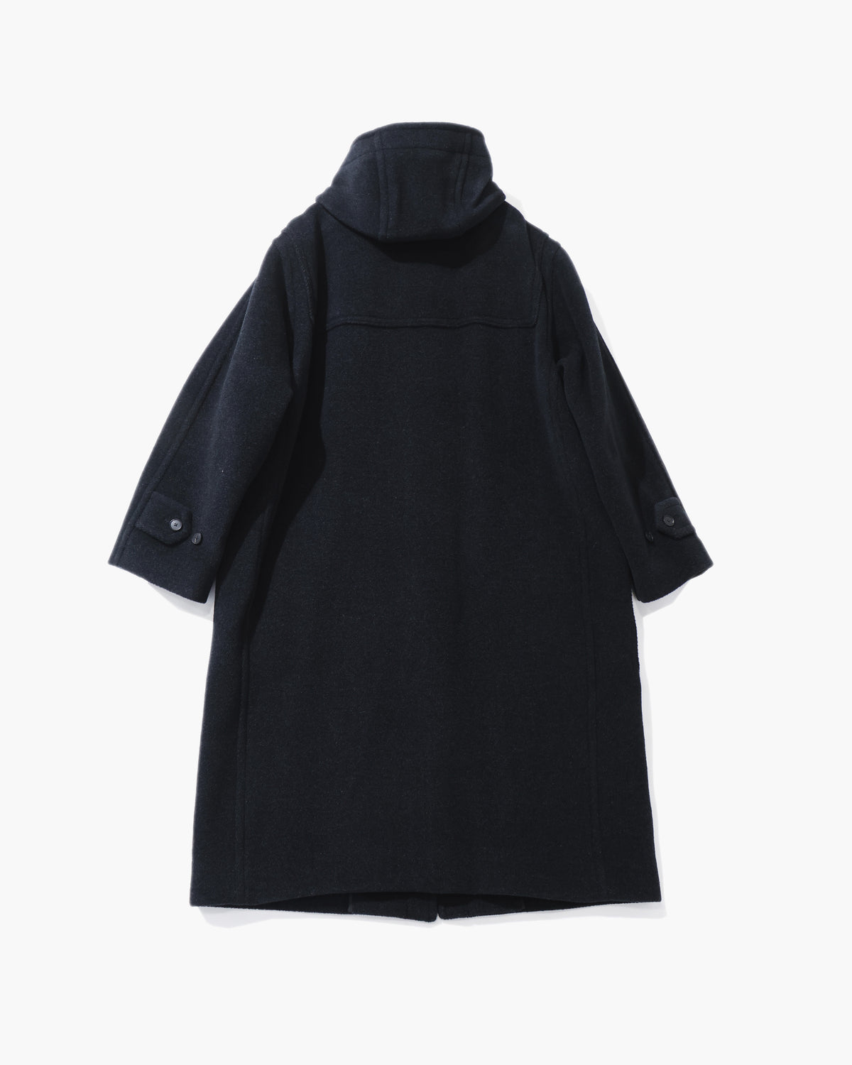 WOOL HERRINGBONE DUFFLE COAT DARK CHARCOAL