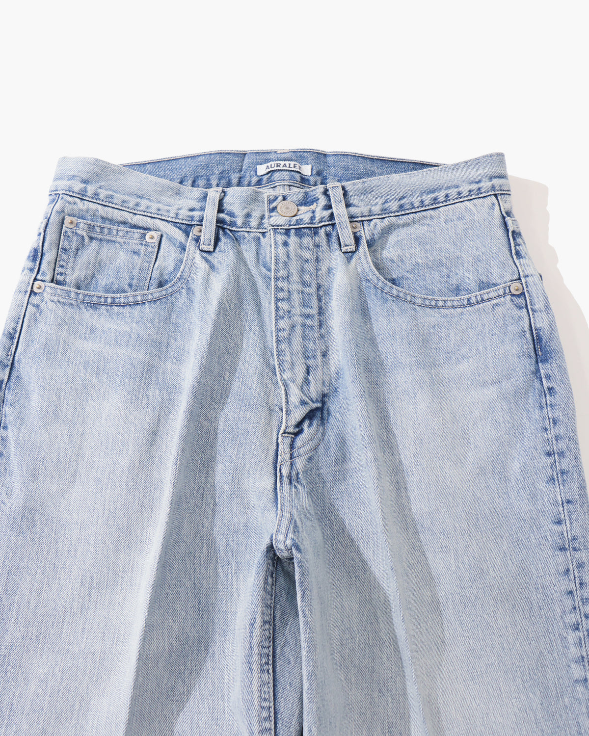 FADED HEAVY DENIM CENTRE-PLEATED PANTS FADED INDIGO