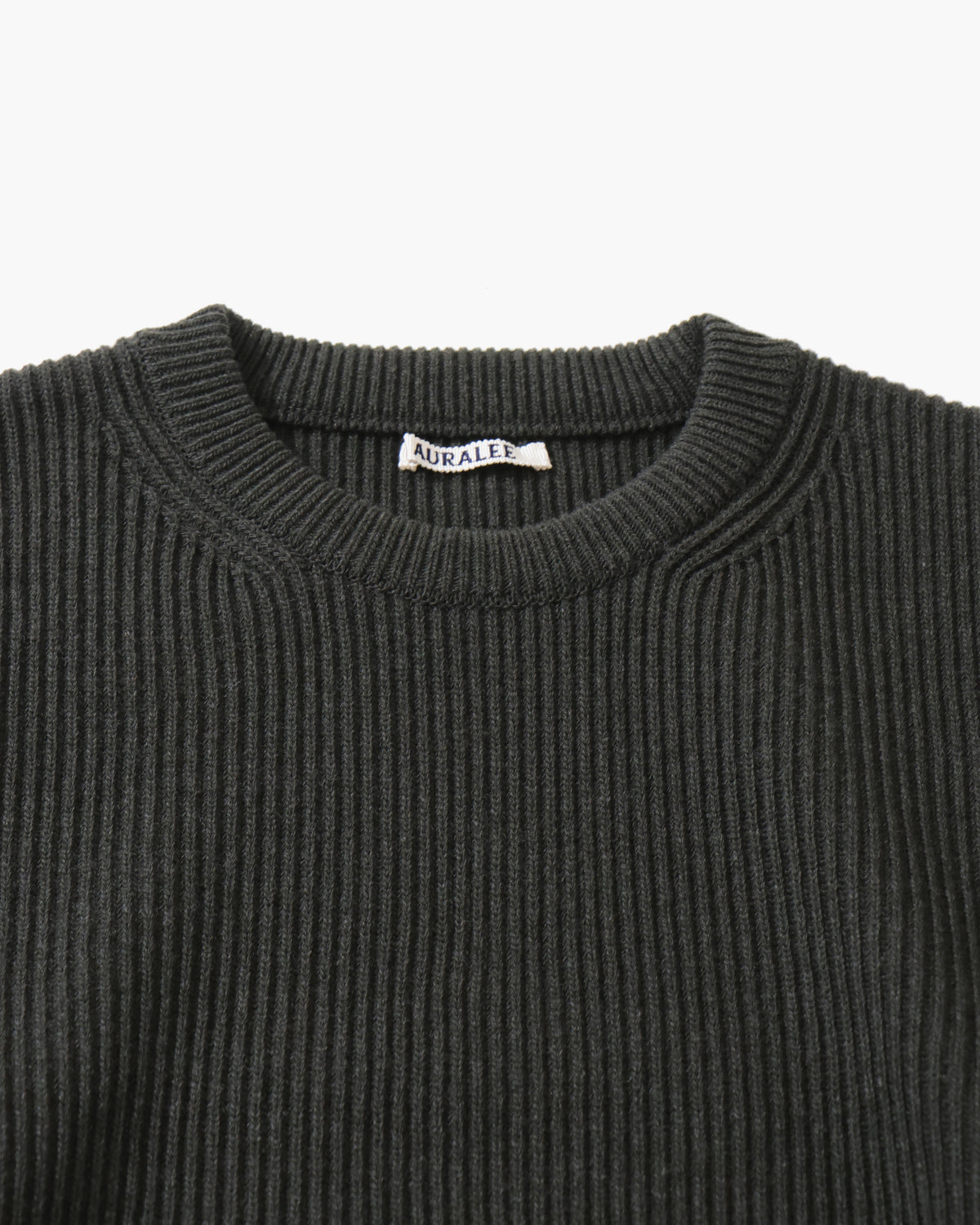SUPER FINE WOOL RIB KNIT P/O TOP DARK OLIVE