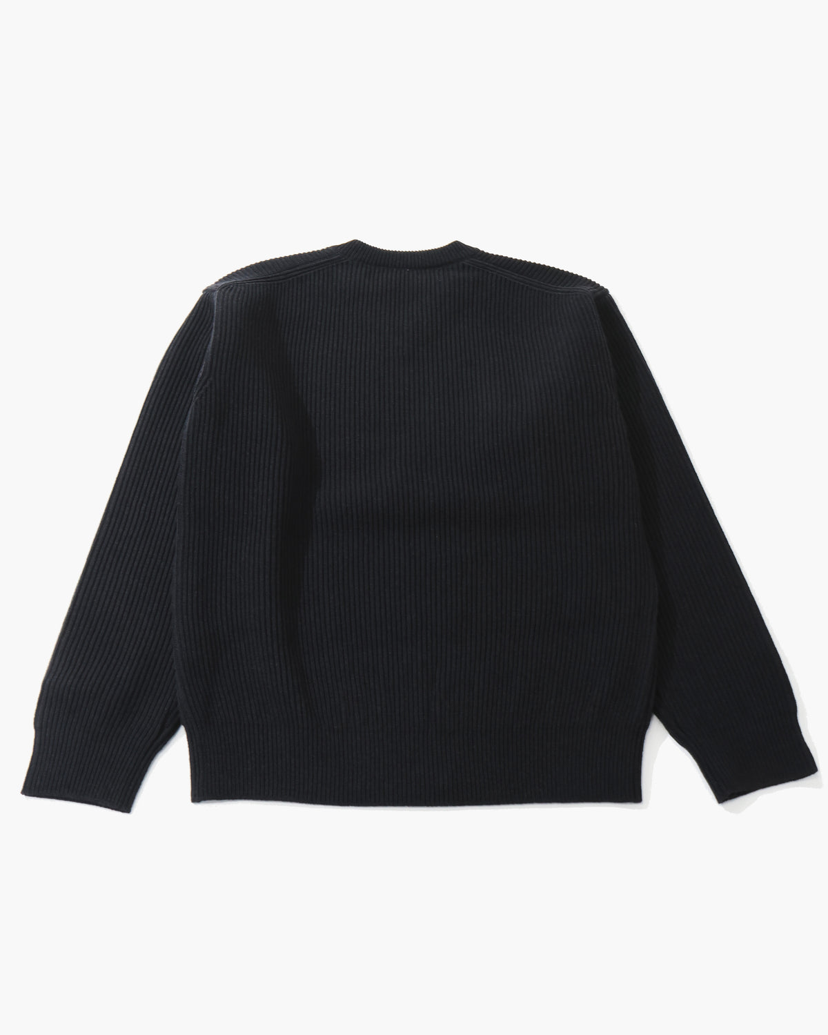 SUPER FINE WOOL RIB KNIT V-NECK P/O TOP BLACK