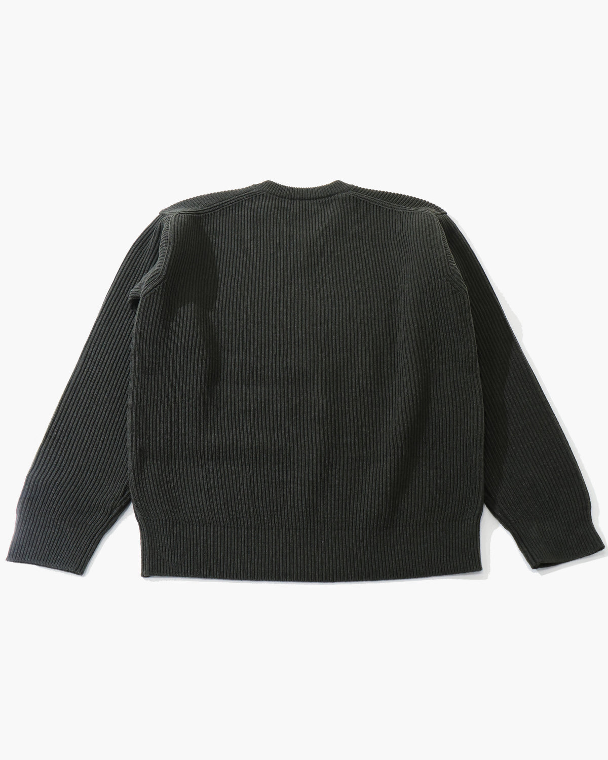SUPER FINE WOOL RIB KNIT V-NECK P/O TOP DARK OLIVE