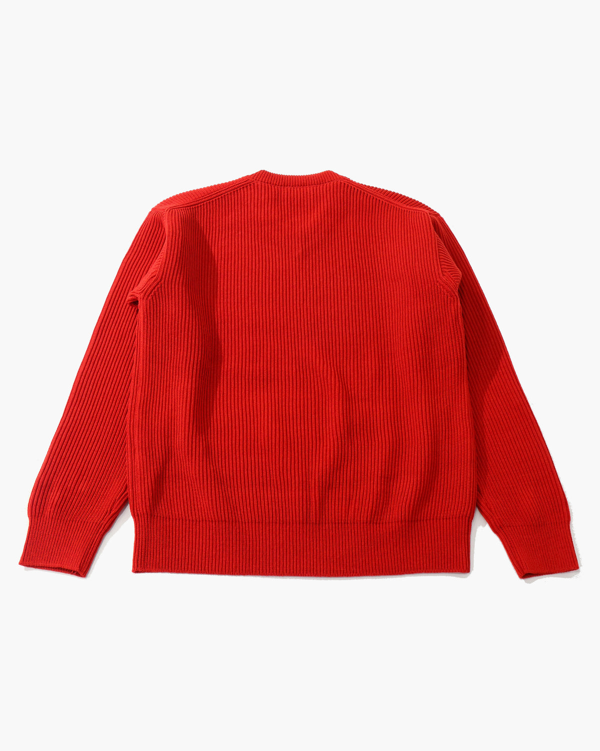 SUPER FINE WOOL RIB KNIT V-NECK P/O RED