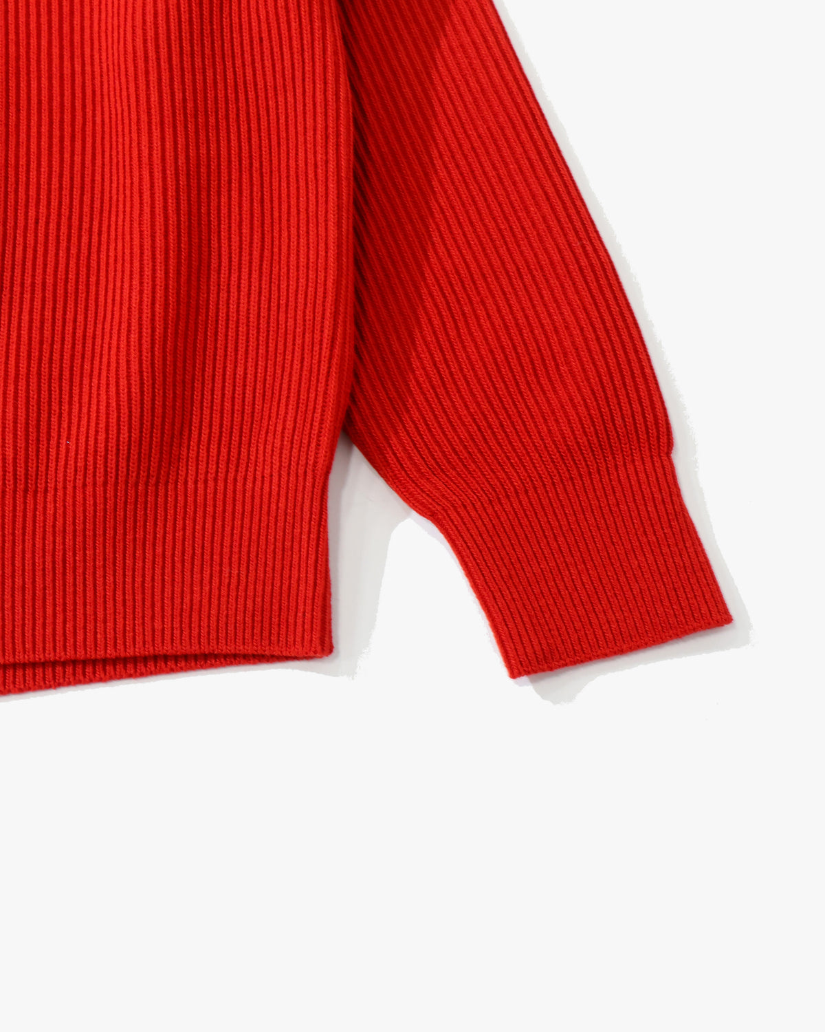 SUPER FINE WOOL RIB KNIT ZIP CARDIGAN RED