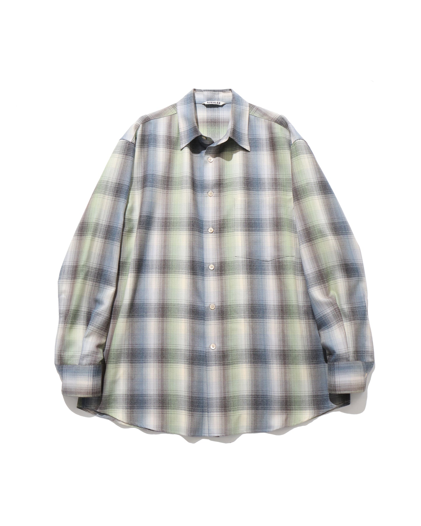 SUPER LIGHT WOOL CHECK SHIRT BLUE GREEN CHECK