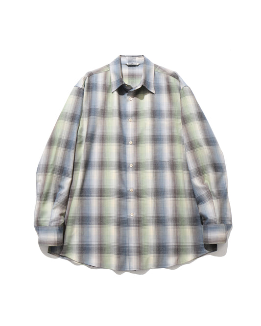 SUPER LIGHT WOOL CHECK SHIRT BLUE GREEN CHECK