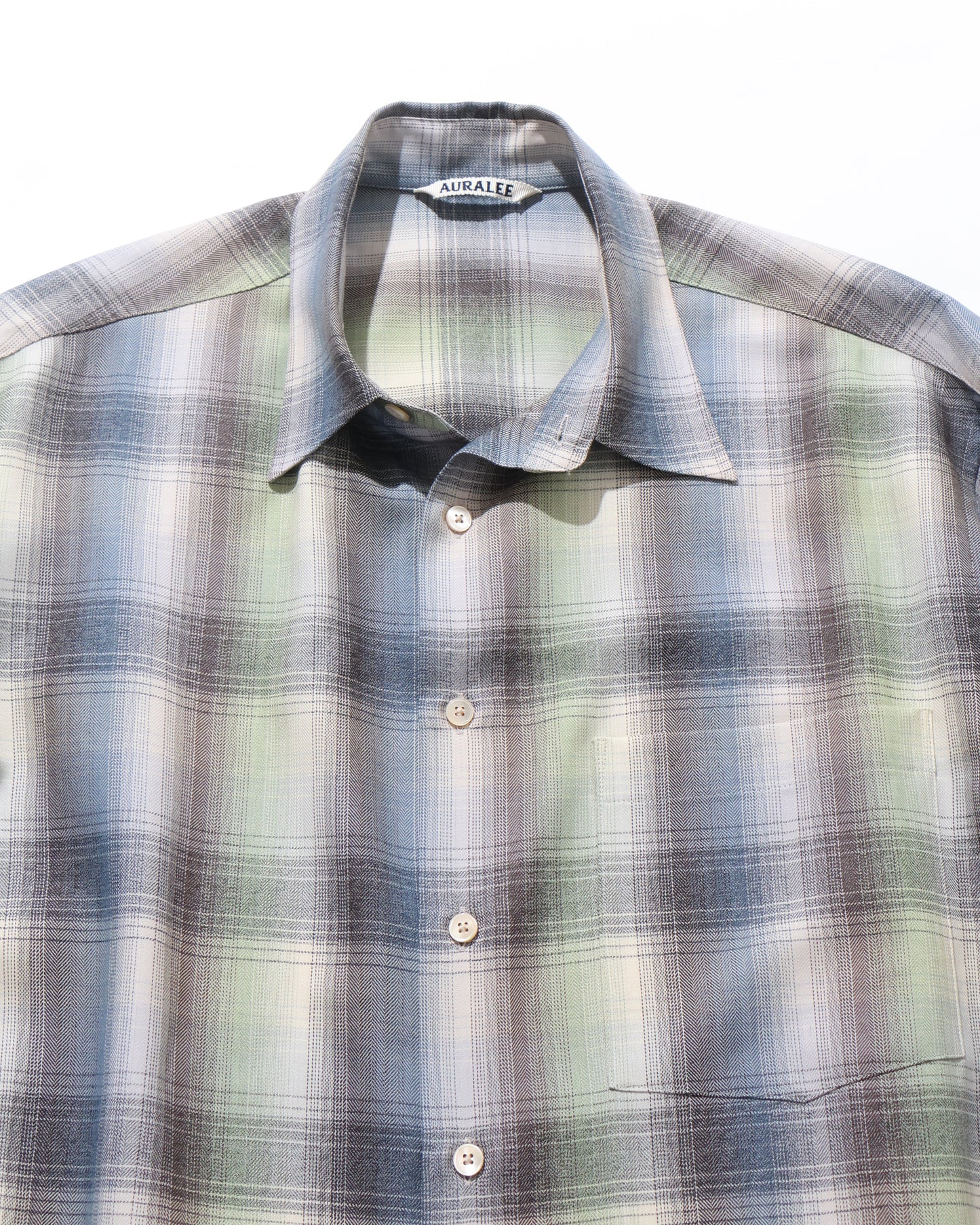 SUPER LIGHT WOOL CHECK SHIRT BLUE GREEN CHECK