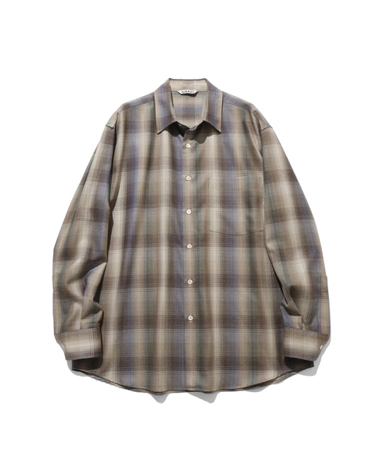 SUPER LIGHT WOOL CHECK SHIRT BROWN BLUE CHECK