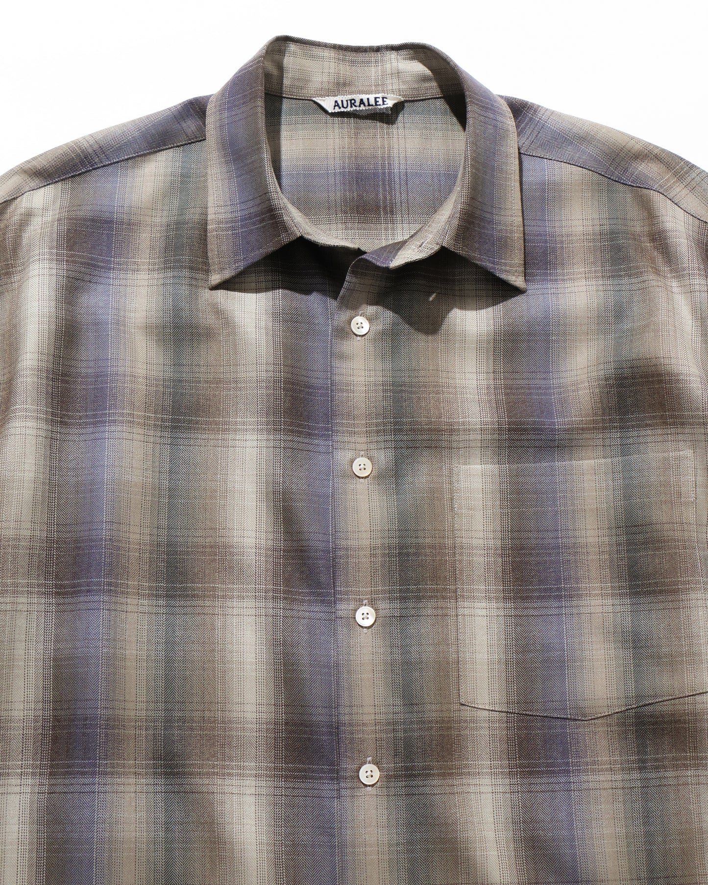 SUPER LIGHT WOOL CHECK SHIRT BROWN BLUE CHECK