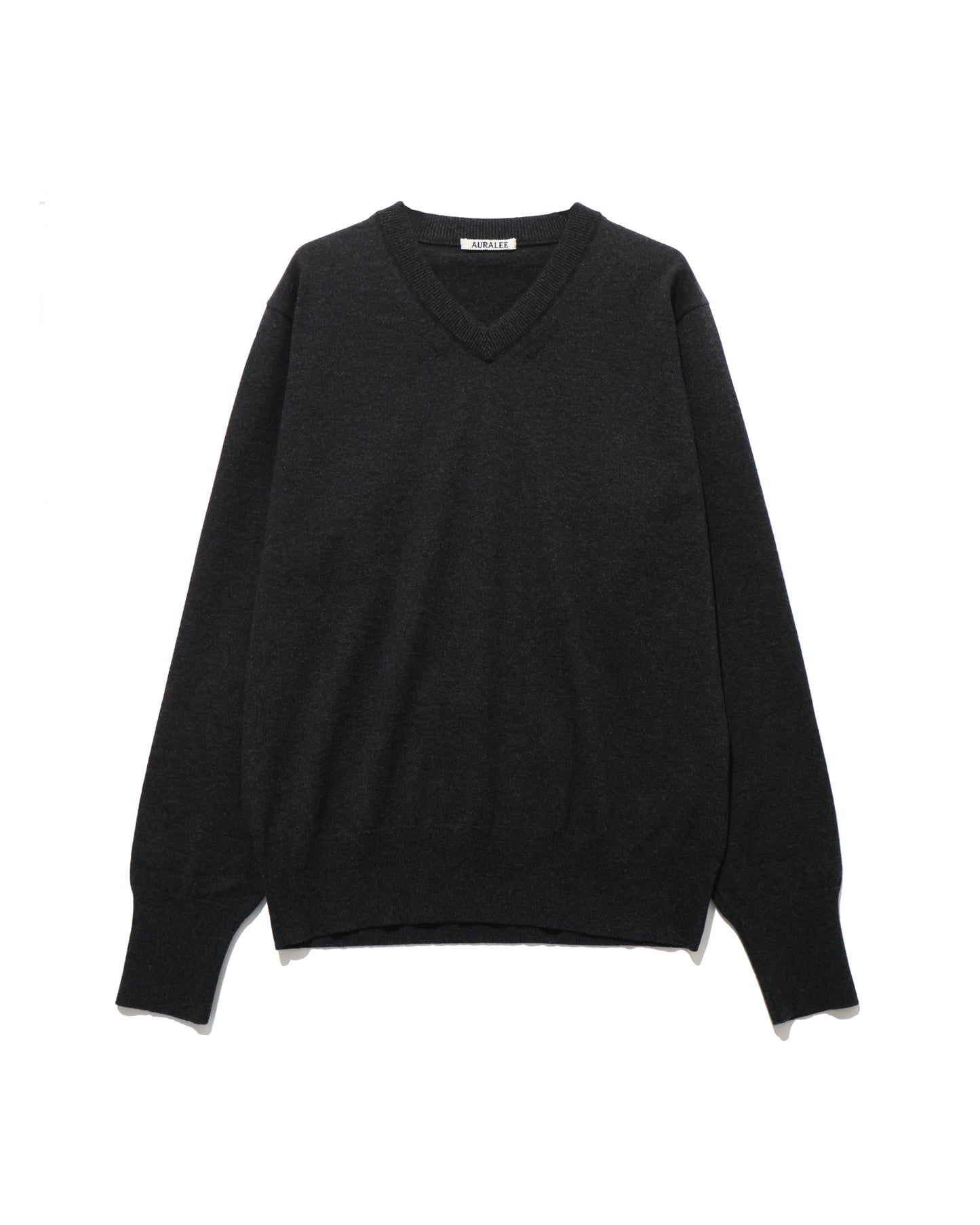 HIGH TWIST WOOL KNIT V-NECK P/O CHARCOAL