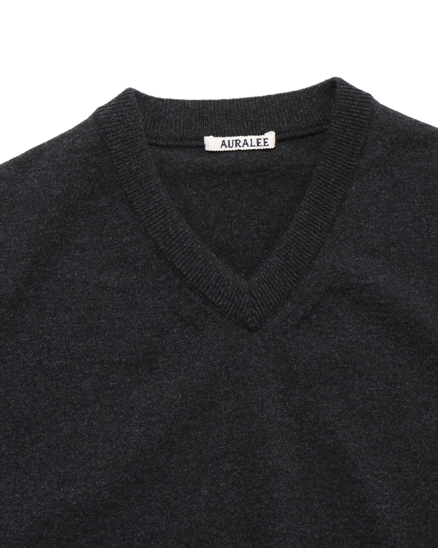 HIGH TWIST WOOL KNIT V-NECK P/O CHARCOAL