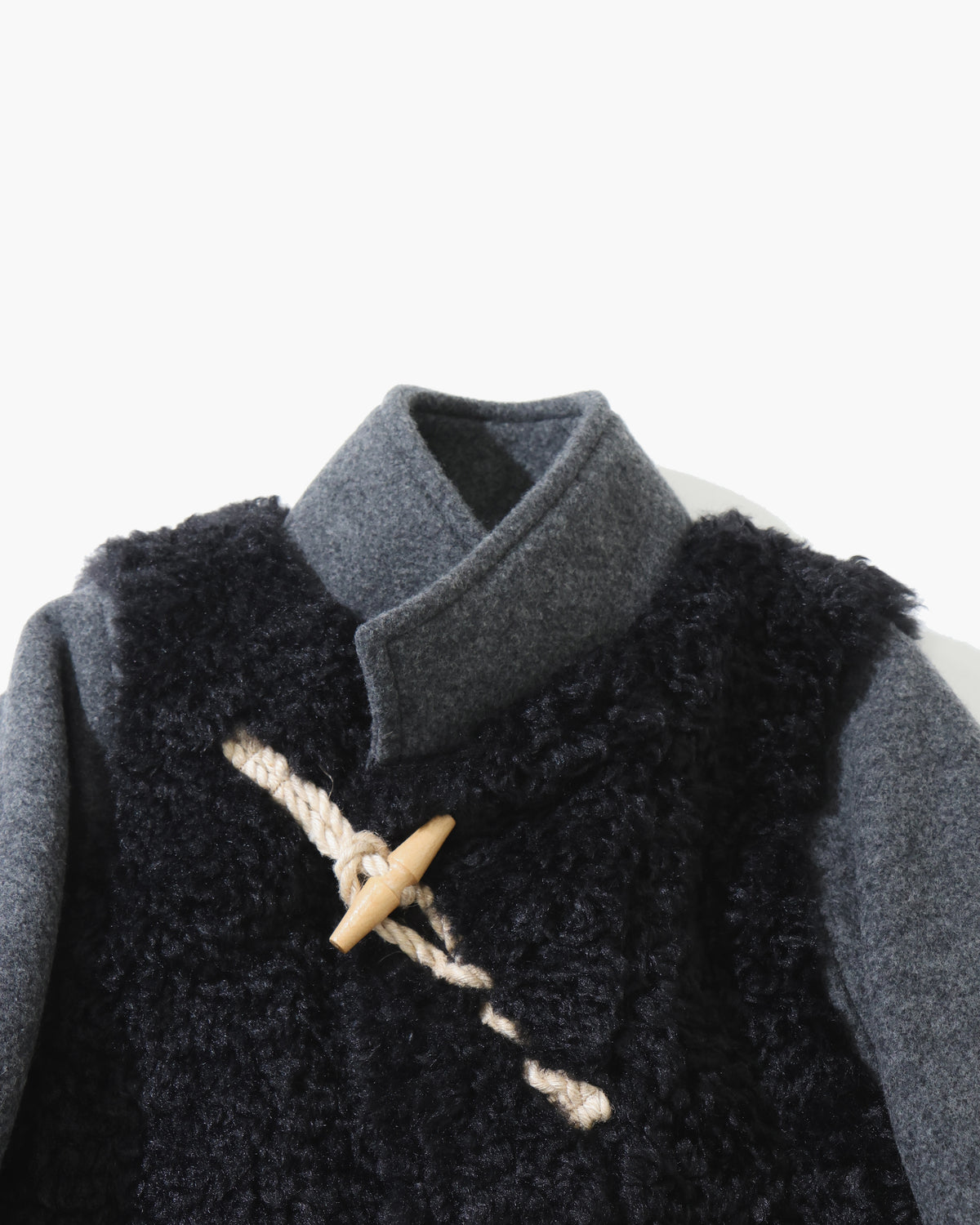 DOUBLE-FACED FAUX SHEARING DUFFEL JACKET